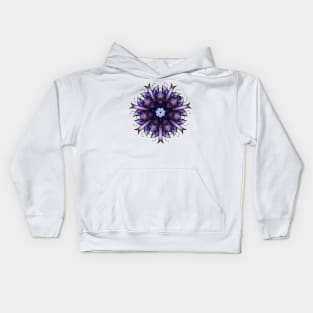 Abstract Flower Kaleidoscopic Pattern In Blue Violet Kids Hoodie